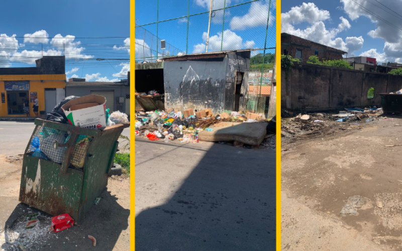 EM MEIO AOS ENTULHOS E AO ABANDONO: Maquiagem da Prefeitura falha e lixo sufoca moradores e pacientes em Simões Filho